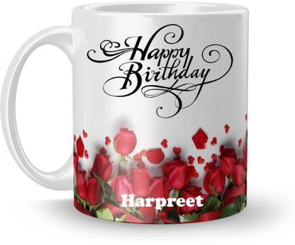 Beautum Happy Birthday Harpreet Best Gift White Model No:BRRHB006739 Ceramic Coffee Mug