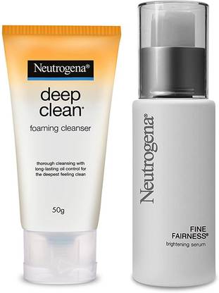 NEUTROGENA Sun Protective Skin Brightening Cleanser & Serum Combo - Deep Clean Foaming Cleanser(50G);Fine Fairness Brightening Serum(30Ml)