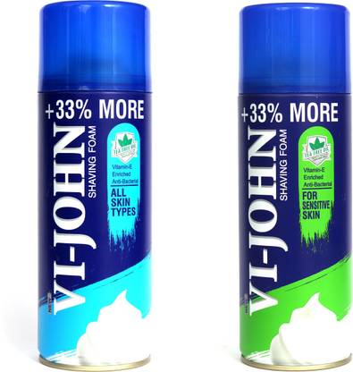 VI-JOHN Shaving Foam Sensitive & All skin types (Pack of 2pc) 300 gm +100 gm free