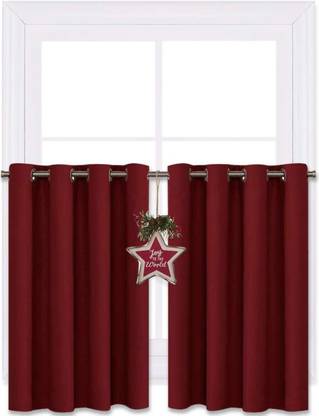 COMFY HOME 60.96 cm (2 ft) Silk Semi Transparent Window Curtain (Pack Of 2)