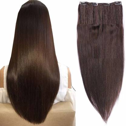 VIVIAN Beautiful Look Brown Straight 5 Clip In Hair Extension