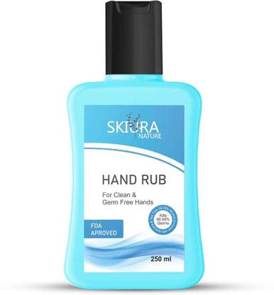 Skiura Hand Rub Sanitizer, 70% Alcohol, FDA Approved (Pack of 1) Kills 99.99% germs and infection without water with triple action formula sanitizes Hand Rub Bottle