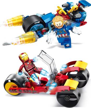 smart anime buy 2pcs Marvel Avengers Super-hero Assembling bricks blocks Racing cars Iron Man, Captain America | LEGO Compatible | toy figure set