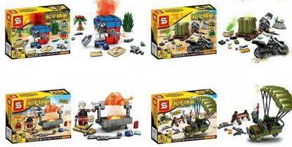 smart anime buy 4 in 1 Pubg Player Unknown Battleground Military Army Super Hero Soldiers Action Figure Toy Bricks Assembling Blocks Set | LEGO Compatible | (sy1344)