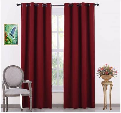 COMFY HOME 213.36 cm (7 ft) Silk Blackout Door Curtain (Pack Of 2)