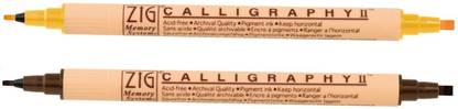 Zig MEMORY SYSTEM CALLIGRAPHY MARKER II PURE BLACK & SUMMER SUN PACK OF 2