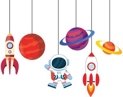 Party Propz Multicolor Space Theme Ceiling Hanging Decoration-6 Pieces