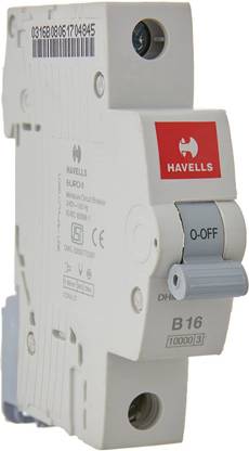 HAVELLS PVC Plastic 16A MCB SP B Curve (White) DHMGBSPF016 MCB
