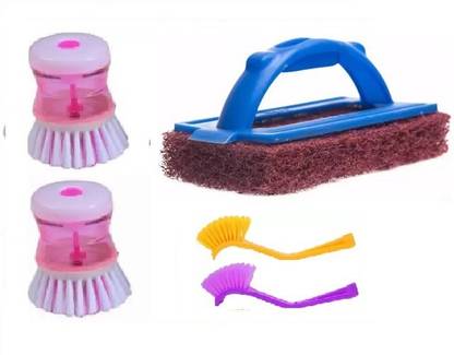 SP washbasin / Sink cleaning Plastic brush with long and round loofah Cleaning Brush, Scrub Pad