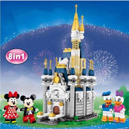 smart anime buy 8pcs Mickey mouse toy and Friends toy with Disney Castle Donald Daisy Duck Assembling blocks bricks Toys Action Figure | LEGO Compatible | (sy6548)