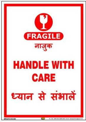 Mr. SAFE Handle with Care In Sun Board / Foam Sheet 3 mm A3 (12 Inch X 18 Inch) Emergency Sign