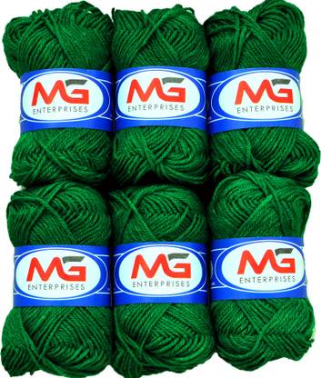 M.G Enterprise Wool Leaf Green (6 pc) M.G Wool Ball Hand Knitting Wool/Art Craft Fingering Crochet Hook Yarn, Needle Knitting Yarn Thread Dyed