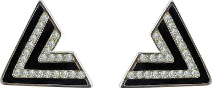 FURE Triangular Black Enamel Collar Pins with Rhinestones Brooch