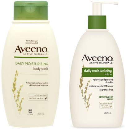 Aveeno Daily Moisturizing Body Care - Dermotologist Tested - Body Wash (354ml) & Body Lotion (354ml)