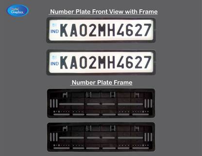 Digital Graphics Car Aluminium Embossed with Black Frame Car Number Plate