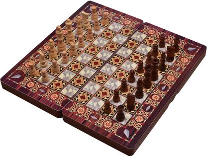 IRIS 3 in 1 Indoor Chess Checkers Backgammon Set (Small) Strategy & War Board Game