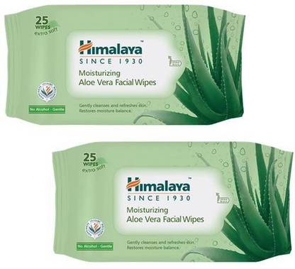 HIMALAYA Moisturizing Aloe Vera Facial wipes 25x2