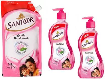 Santoor COMBO PUMP215 ML X 2 POUCH 750 ML 1 Hand Wash Pump Dispenser