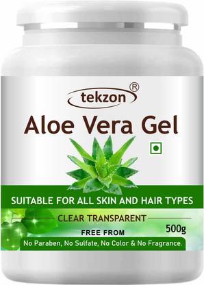 tekzon Pure Natural Aloe Vera Gel (500 GM ) - Ideal for Face, Skin Treatment, Acne Scars, Hair Treatment