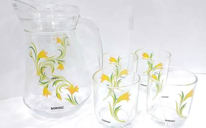 BOROSIL Lily Lemon Set of 6 Jug Glass Set