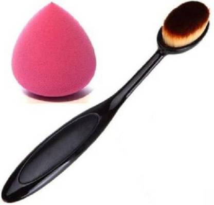 RONZILLE Professional and personal use synthetic single oval brush with puff