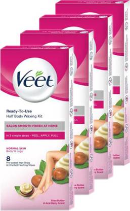 Veet Ready to Use Wax Strips Instant Waxing Kit - Normal Skin (Pack of 4) Strips