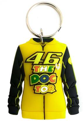 GCT Two Sided 46 The Doctor Biker Jacket (G-51/1) Yellow Black Rubber Keychain for Car Bike Keyring Key Chain