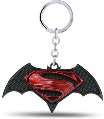 GCT Batman vs Superman Logo Superhero (G-1) Black Red Metal Keychain for Car Bike Men Women Keyring Key Chain