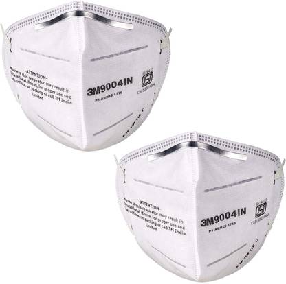 3M 9004IN Three Layers of Filter Particulate Respirator Mask | Ability To Filter Above 90 Percent Of 0.3-Micron Particulate Dusts | Can Be Folded When Not In Use And Slipped Easily Into The Pocket (2 Mask Included) With Adjustable Nose Clip Reusable, Washable