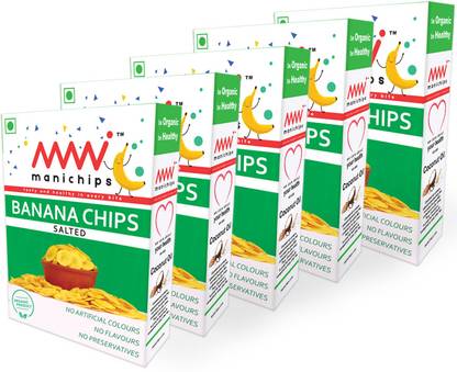Manichips Kerala's Organic Banana chips (Pack of 5) Chips