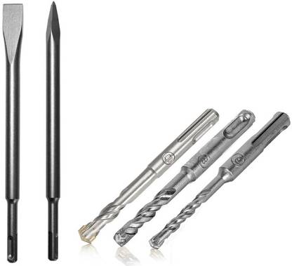 Digital Craft Rotary Hammer Drill 2PCS SDS Plus Chisel Set Flat Point Groove Bit Hammer Drills, 6/8/10mm x 110mm SDS Plus Masonry Twin spiral Hammer Drill Bits Twist Drill Bit
