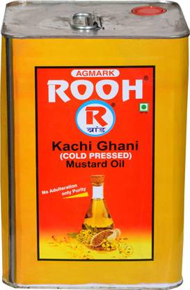 Rooh Kachi Ghani Mustard Oil - 15 Liter Tin Pack Mustard Oil Tin