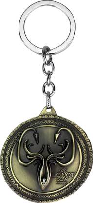 GCT Game of Thrones GOT House Greyjoy Kraken Sigil We Do Not Sow (G-17) Gold Metal Keychain Keyring Key Chain