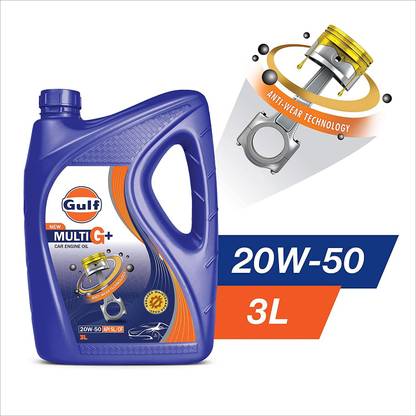 Gulf Multi G+ SAE 20W-50 - [3 L] - Pack Of 4 Synthetic Blend Engine Oil