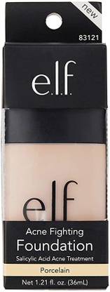 Elf Acnefighting Foundation, Fullcoverage Formula, Porcelain, 1.21 Fl Oz Foundation