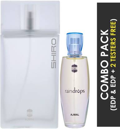 Ajmal Shiro EDP Spicy Perfume 90ml for Men and Raindrops EDP 50ml for Women Eau de Parfum - 140 ml