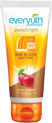 Everyuth Naturals Sunscreen - SPF 50 PA++++ Pure and Light Sun Block Lotion