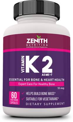 Zenith Nutrition Vitamin K2 as MK-7 - 60 Veg capsules | Bone & Heart Health | Lab Tested