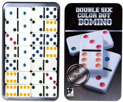 28 Black Dominoes Set Double Six 6 Domino Tiles Game Plastic Box Soviet USSR