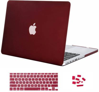 Midkart Front & Back Case for Macbook Pro 13" Inch Retina Wine Red Model A1502 / A1425 Logo-Cut Cover, Keyguard, DustPlugs