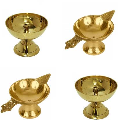 SBBCO Combo Of 2 Pcs Classic Round Pure Brass Paro Pyali Worship/Spirtual Brass (Pack of 4) Table Diya Set