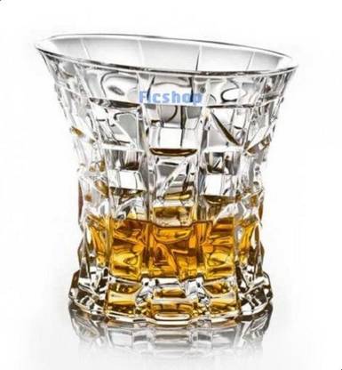 Ficshop (Pack of 4) Ice Cube Design Whisky Glass Set Of 4, Premium Scotch, Whiskey and Wine Drinking Glasses Glass Set Whisky Glass