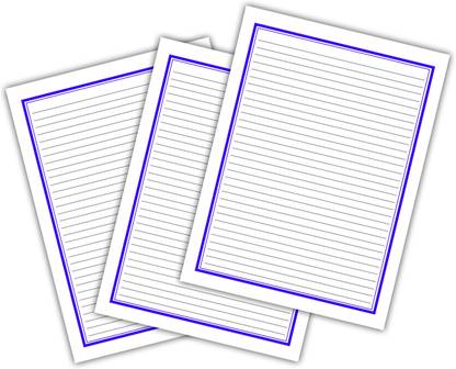 WAYTOBUY Blue Double Styled Border One Side Ruled Normal Quality Assignment or Project Paper for Students (60 Sheets, 70 GSM) One Side Ruled A4 70 gsm A4 paper