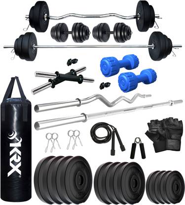 KRX 40 kg PVC 40 KG COMBO 2 WB with Unfilled Punching Bag & PVC Dumbbells Home Gym Combo