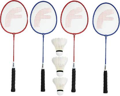 FEROC Fighter Aluminum Combo Badminton Racket Set of 4 with- 3 Pieces Feather SHUTTLES Badminton Kit