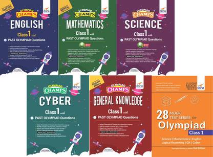 Olympiad Champs Science, Mathematics, English, Logical Reasoning, Cyber & Gk Class 1 with 28 Mock Tests