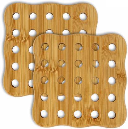HOKiPO Square Reversible Bamboo Coaster Set