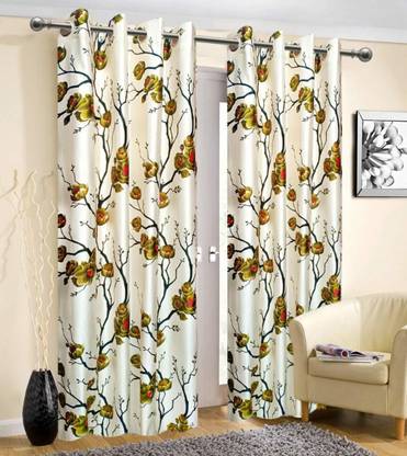 AH-DECOR 305 cm (10 ft) Polyester Semi Transparent Long Door Curtain (Pack Of 2)