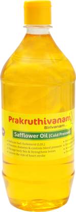 Prakruthivanam Safflower / Kusuma Oil-1Ltr Safflower Oil Plastic Bottle