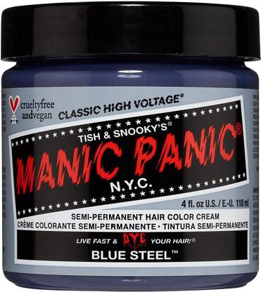 Manic Panic Panic Semi-Permament Haircolor, Blue Steel 4 oz , Blue